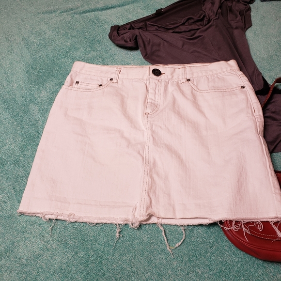 Daisy Fuentes White denim skirt Sz 12 - Picture 6 of 7